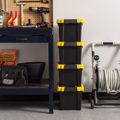 Image showing 6 th IRIS USA 5 gal. Black Plastic Latching Storage Bin with Lid, 4 pk.