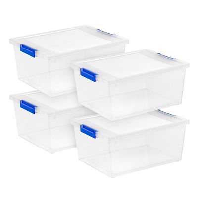 IRIS USA 12 qt. Clear Plastic Storage Bins with Lids, Latching Totes, 4 pk.