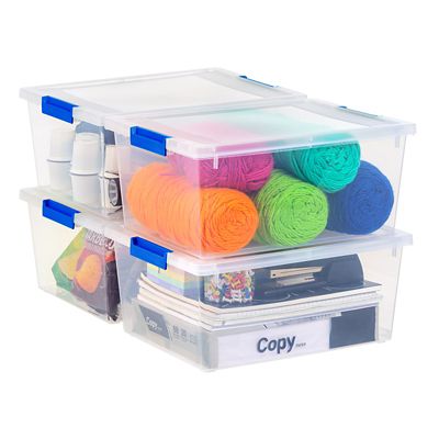 Image showing  12 qt. Clear Plastic Storage Bins with Lids, Latching Totes, 4 pk.