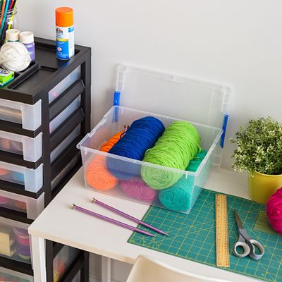 Image showing  12 qt. Clear Plastic Storage Bins with Lids, Latching Totes, 4 pk.