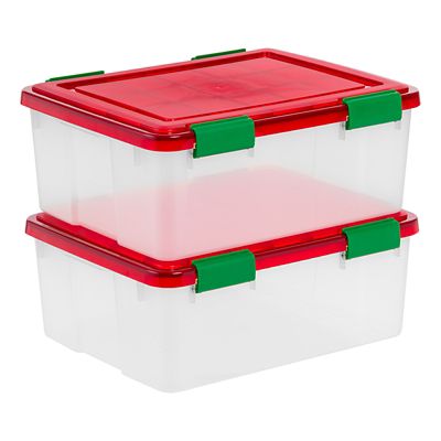 IRIS USA 30 qt. Holiday Plastic Storage Bins with Sealed Lids, 2 pk.