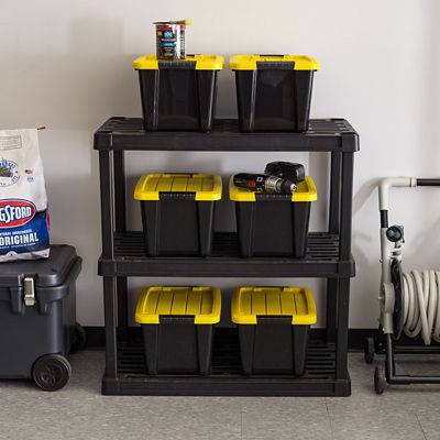 Image showing  5 gal. Black Plastic Storage Bin with Lid, 6 pk.