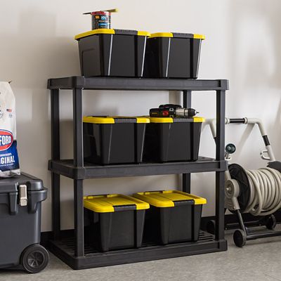 Image showing  5 gal. Black Plastic Storage Bin with Lid, 6 pk.