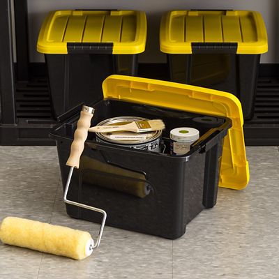 Image showing  5 gal. Black Plastic Storage Bin with Lid, 6 pk.