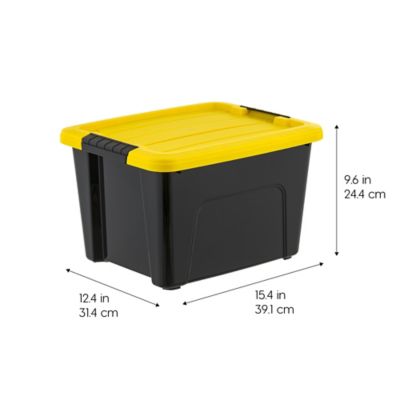 Image showing 7 th IRIS USA 5 gal. Black Plastic Storage Bin with Lid, 6 pk.