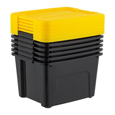 Image showing 8 th IRIS USA 5 gal. Black Plastic Storage Bin with Lid, 6 pk.