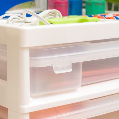 Image showing 6 th IRIS USA 5 Drawers Scrapbook Plastic Rolling Storage Cart, White