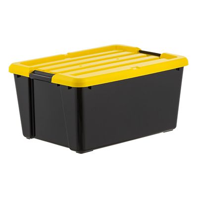 Image showing 1 th IRIS USA 11 Gal. Black Plastic Storage Bin with Lid, 4 pk.