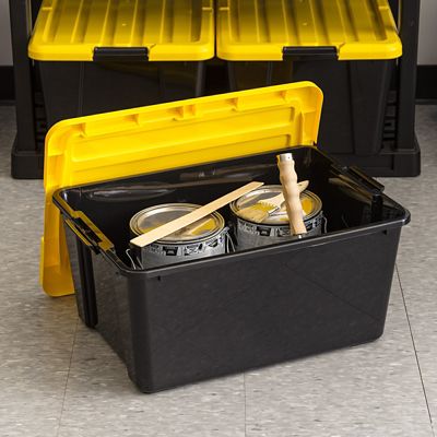 Image showing 2 th IRIS USA 11 Gal. Black Plastic Storage Bin with Lid, 4 pk.