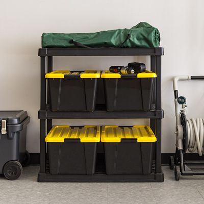 Image showing 3 th IRIS USA 11 Gal. Black Plastic Storage Bin with Lid, 4 pk.