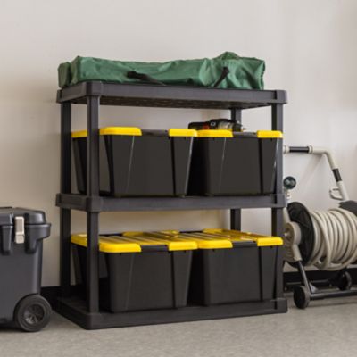 Image showing 4 th IRIS USA 11 Gal. Black Plastic Storage Bin with Lid, 4 pk.