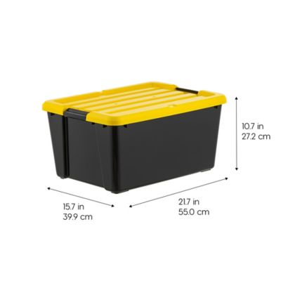 Image showing 7 th IRIS USA 11 Gal. Black Plastic Storage Bin with Lid, 4 pk.