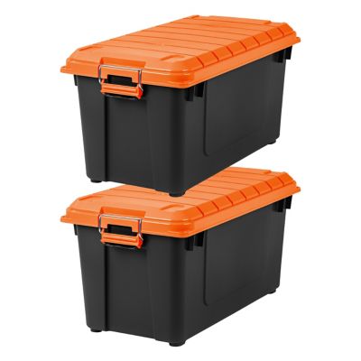IRIS USA 20 Gal. Black Plastic Storage Container with Lid, 2 pk.