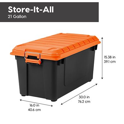 Image showing  20 Gal. Black Plastic Storage Container with Lid, 2 pk.