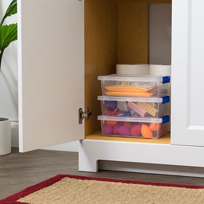 Image showing 3 th IRIS USA 2 qt. Clear Plastic Storage Bins with Lids, Latching Totes, 6 pk.