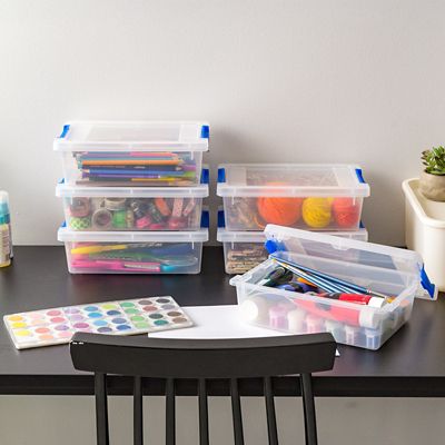 Image showing 4 th IRIS USA 2 qt. Clear Plastic Storage Bins with Lids, Latching Totes, 6 pk.