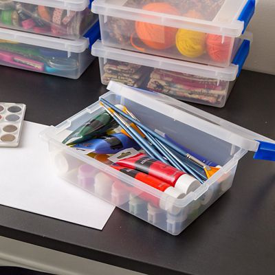 Image showing 5 th IRIS USA 2 qt. Clear Plastic Storage Bins with Lids, Latching Totes, 6 pk.