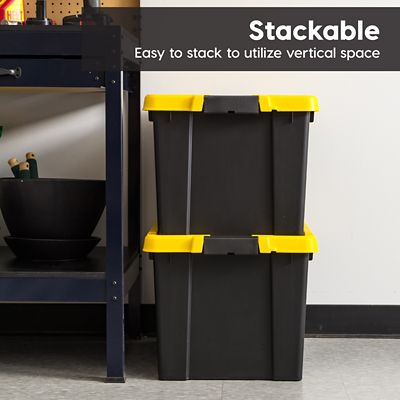 Image showing  19 gal. Black Plastic Latching Storage Bin with Lid, 2 pk.