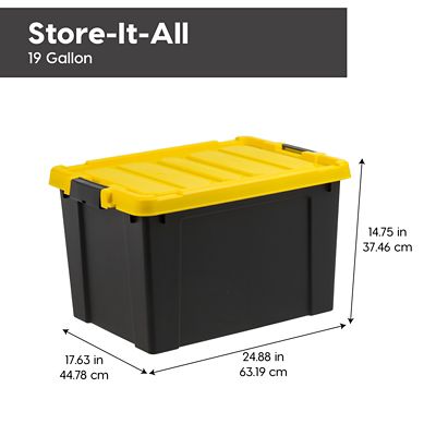 Image showing  19 gal. Black Plastic Latching Storage Bin with Lid, 2 pk.