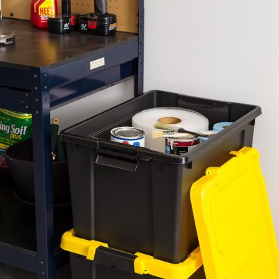 Image showing 6 th IRIS USA 19 gal. Black Plastic Latching Storage Bin with Lid, 2 pk.