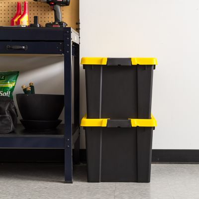 Image showing 7 th IRIS USA 19 gal. Black Plastic Latching Storage Bin with Lid, 2 pk.