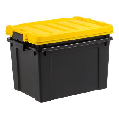 Image showing 9 th IRIS USA 19 gal. Black Plastic Latching Storage Bin with Lid, 2 pk.