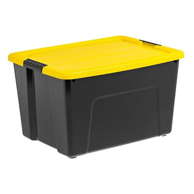 Image showing  15 gal. Black Plastic Storage Bin with Lid, 6 pk.