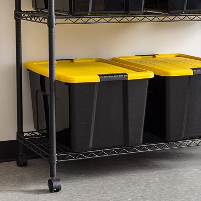 Image showing  15 gal. Black Plastic Storage Bin with Lid, 6 pk.