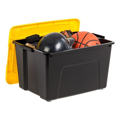 Image showing  15 gal. Black Plastic Storage Bin with Lid, 6 pk.