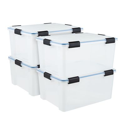 IRIS USA 57 qt. WeatherPro Plastic Storage Bins with Sealed Lids, 4 pk.