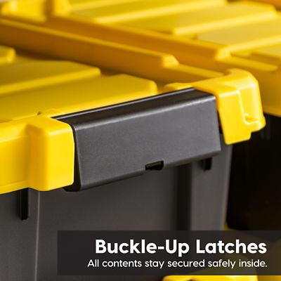 Image showing  3 gal. Black Plastic Latching Storage Bin with Lid, 5 pk.