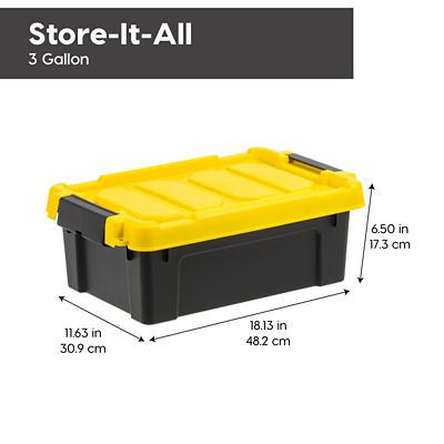 Image showing  3 gal. Black Plastic Latching Storage Bin with Lid, 5 pk.