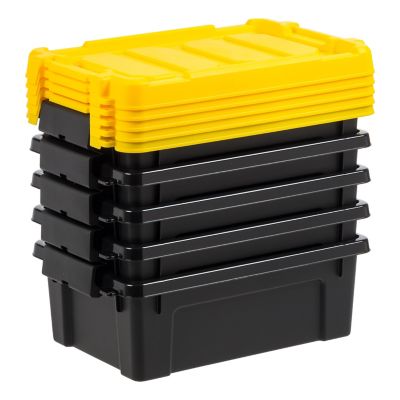 Image showing 9 th IRIS USA 3 gal. Black Plastic Latching Storage Bin with Lid, 5 pk.