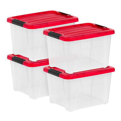 IRIS USA 20 qt. Holiday Plastic Storage Bins with Lids, 4 pk.