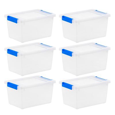 IRIS USA 4 qt. Clear Plastic Storage Bins with Lids, Latching Totes, 6 pk.