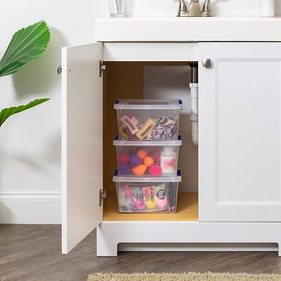 Image showing  4 qt. Clear Plastic Storage Bins with Lids, Latching Totes, 6 pk.