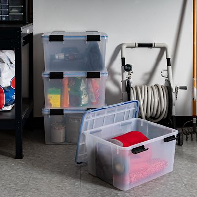 Image showing  44 qt. WeatherPro Plastic Storage Bins with Sealed Lids, 4 pk.