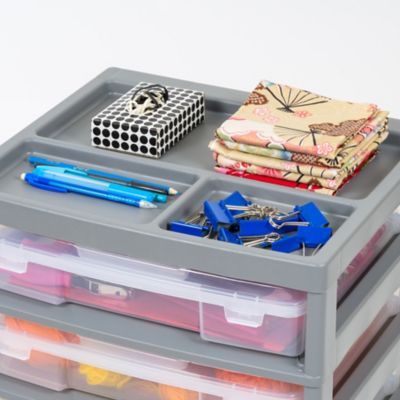 Image showing  5 Drawers Scrapbook Plastic Rolling Storage Cart, Gray