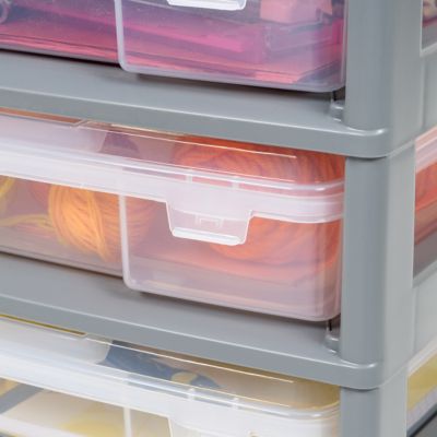 Image showing 6 th IRIS USA 5 Drawers Scrapbook Plastic Rolling Storage Cart, Gray