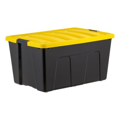 Image showing  23 gal. Black Plastic Storage Bin with Lid, 3 pk.