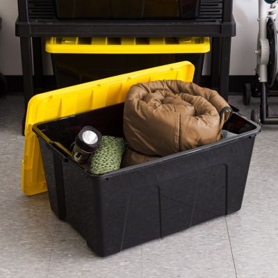 Image showing  23 gal. Black Plastic Storage Bin with Lid, 3 pk.