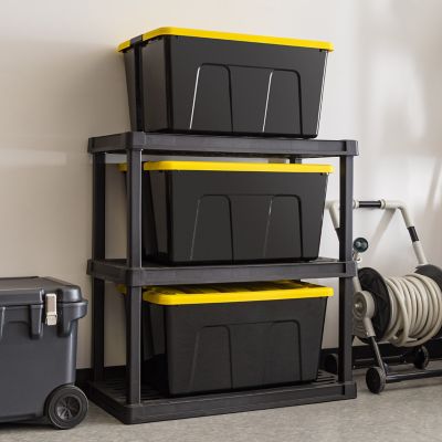 Image showing  23 gal. Black Plastic Storage Bin with Lid, 3 pk.