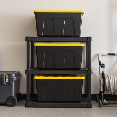 Image showing  23 gal. Black Plastic Storage Bin with Lid, 3 pk.