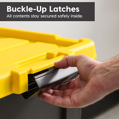 Image showing  12 gal. Black Plastic Latching Storage Bin with Lid, 3 pk.