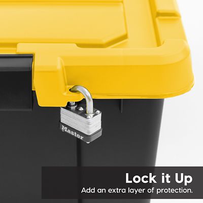Image showing  12 gal. Black Plastic Latching Storage Bin with Lid, 3 pk.