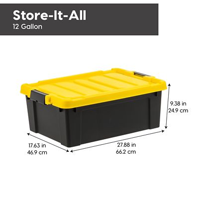 Image showing  12 gal. Black Plastic Latching Storage Bin with Lid, 3 pk.