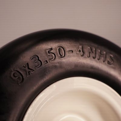 Image showing 4 th Ogracwheel 9x3.5-4 Flat-Free Zero-Turn Lawn Mower Smooth Tread Tire Assembly with Universal Kit