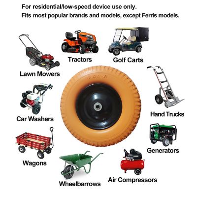Image showing  Wheelbarrow Tire 4.80/4.00-8 Flat-Free with 3/4 and 5/8 in. Bearing, 3.5 in. Hub, Set of 2
