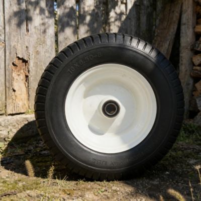 Ogracwheel 16x6.50-8 Lawn and Garden Tire Assembly, White Solid Wheel with 1 in. Bushing, 3-6 in. Center Hub