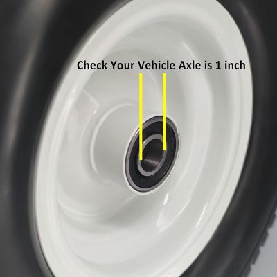 Image showing  16x6.50-8 Lawn and Garden Tire Assembly, White Solid Wheel with 1 in. Bushing, 3-6 in. Center Hub